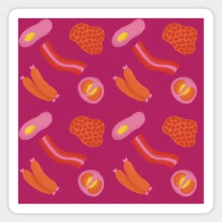 English breakfast pattern on pink Sticker